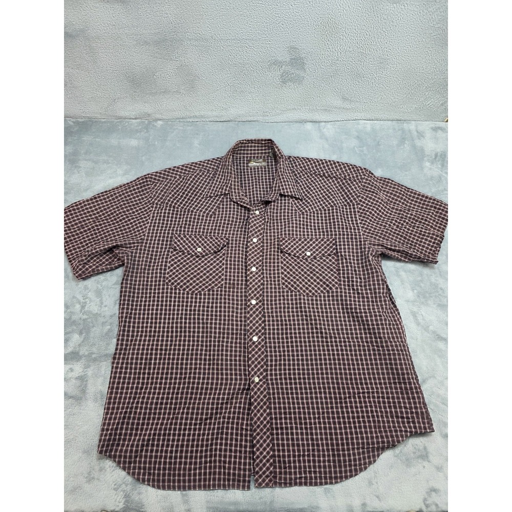 Outlaw Western Wear Plaid Pearl Snap Button Down Men's Size 2X Short Sleeve